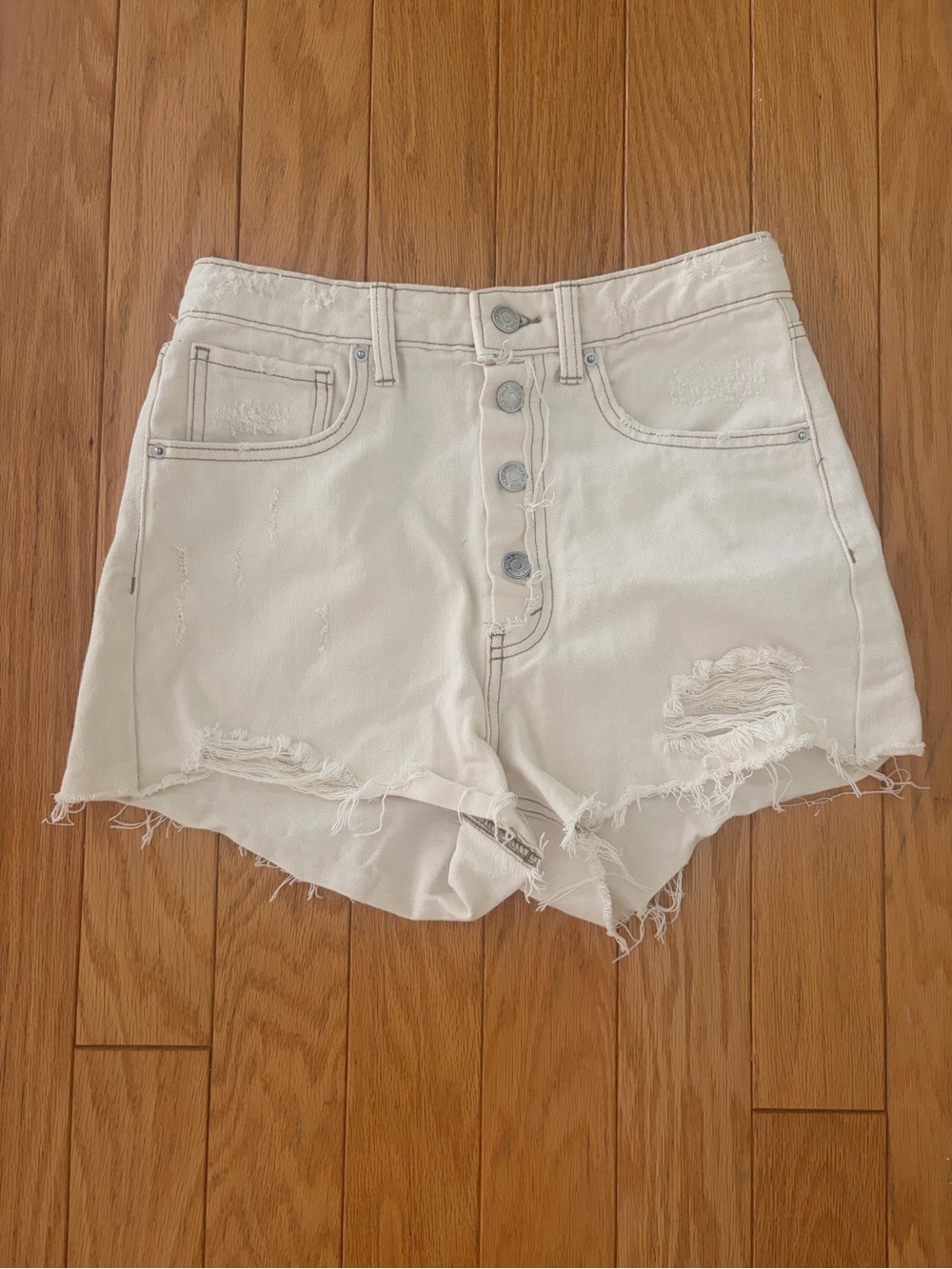 wild fable High-Rise Distressed Denim Shorts - Cream